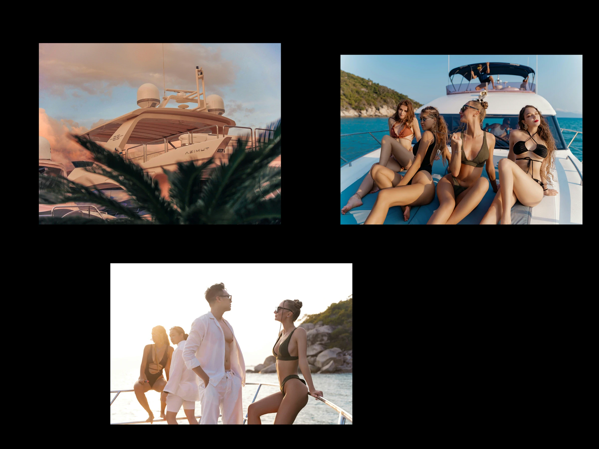 Moodboard: a yacht at sunset and friends lounging on its deck