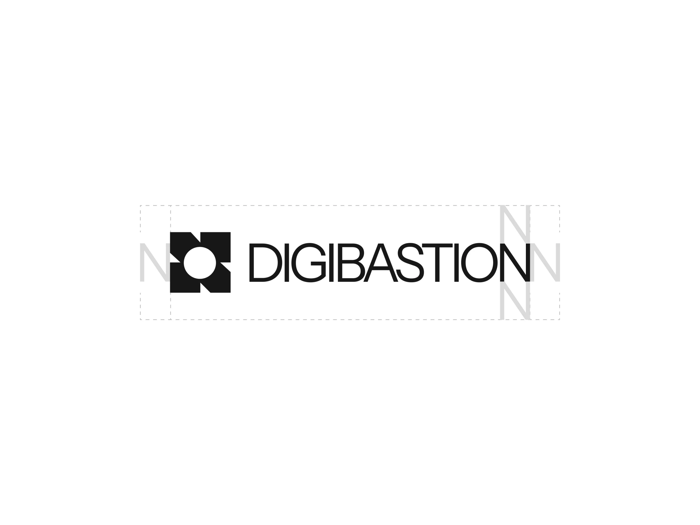 The Digibastion logo with its construction and spacing guides