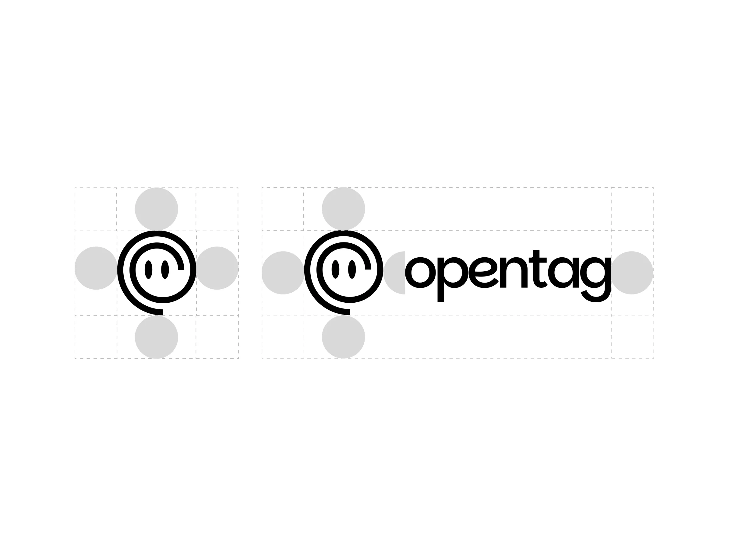 Logo clear space: the mark and wordmark with spacing guides