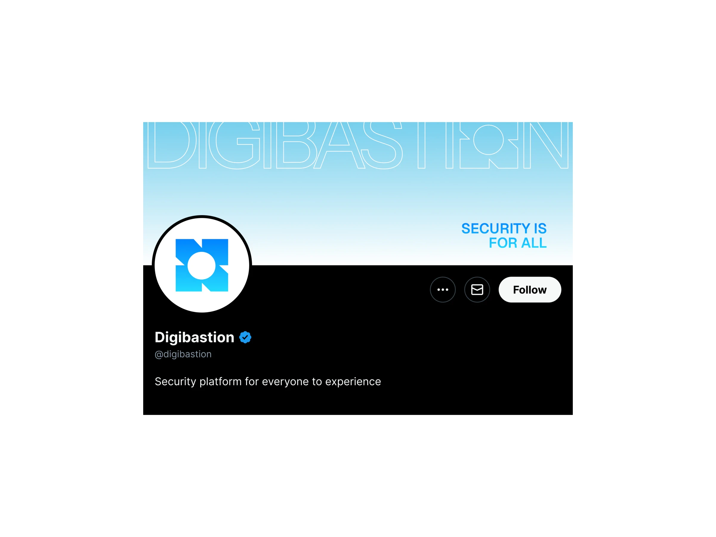 Digibastion's X profile with the gradient banner: security is for all
