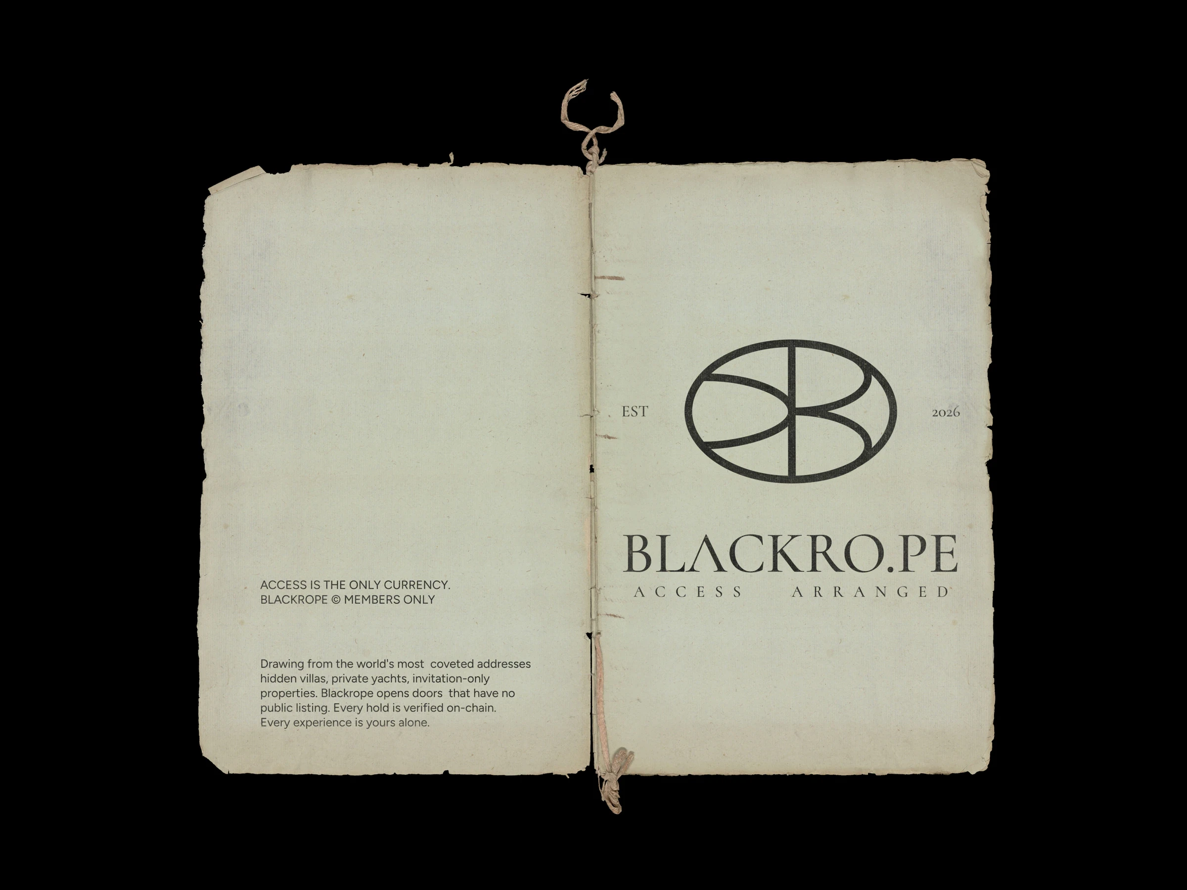 A deckled paper booklet with the seal and the line Access arranged